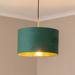 Valuelights Reni Green Velvet & Gold Inner Drum Ceiling Lamp Shade (D)35Cm