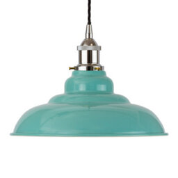 Duck Egg Blue St Edmund's Painted Dome Pendant Light With Nickel Lamp Holder And Black Twisted Cable - Se Home - thumbnail 1
