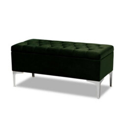 Modena Storage Ottoman Bench, Ottoman Footstool With Legs, 120Cm Plush Velvet Upholstered End Of Bed Bench, Forest Green - thumbnail 3
