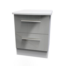 Harrow 2 Drawer Bedside Cabinet In Grey Gloss (Ready Assembled) - thumbnail 6