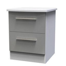 Harrow 2 Drawer Bedside Cabinet In Grey Gloss (Ready Assembled) - thumbnail 5