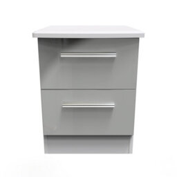Harrow 2 Drawer Bedside Cabinet In Grey Gloss (Ready Assembled) - thumbnail 2