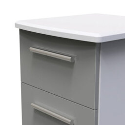 Harrow 2 Drawer Bedside Cabinet In Grey Gloss (Ready Assembled) - thumbnail 7