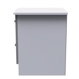 Harrow 2 Drawer Bedside Cabinet In Grey Gloss (Ready Assembled) - thumbnail 3