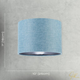 Happy Homewares Contemporary And Sleek Blue Nova Plain Linen Fabric Drum Lamp Shade - thumbnail 7