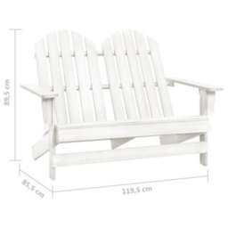 Berkfield 2-Seater Garden Adirondack Chair Solid Fir Wood White - thumbnail 6