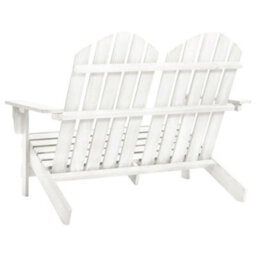 Berkfield 2-Seater Garden Adirondack Chair Solid Fir Wood White - thumbnail 4
