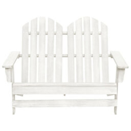 Berkfield 2-Seater Garden Adirondack Chair Solid Fir Wood White - thumbnail 2