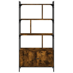 Berkfield Durable Bookcase With Doors Smoked Oak 76.5X30X154.5 Cm Engineered Wood - thumbnail 5