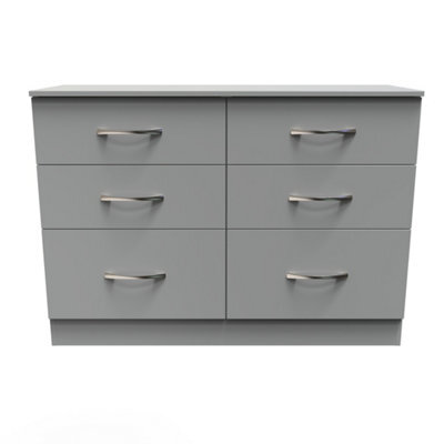 Heddon 6 Drawer Wide Chest In Dusk Grey (Ready Assembled) - image 1