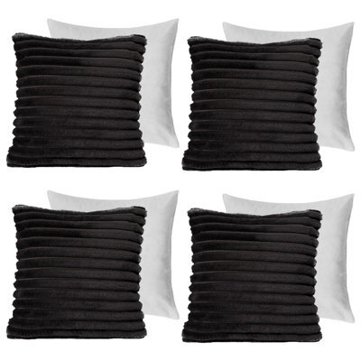 OHS 4 X Faux Fur Thick Rib Filled Cushion Covers - image 1
