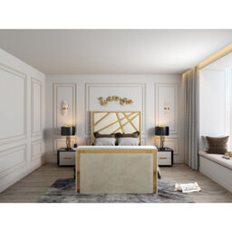 Morgan Upholstered Soft Velvet  Cream Tv Bed Frame - thumbnail 2