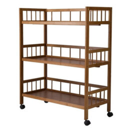 Mobile Bamboo Shelving Cart Wheeled Bookcase Display Storage Unit - thumbnail 6