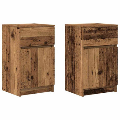 Berkfield Durable Bedside Cabinets 2 Pcs Old Wood 39X35X65 Cm Engineered Wood