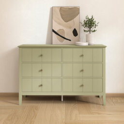 Melody Maison Sage Green 6 Drawer Chest Of Drawers - Padstowe Sage Green Range - thumbnail 4