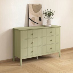 Melody Maison Sage Green 6 Drawer Chest Of Drawers - Padstowe Sage Green Range - thumbnail 2