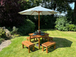 Charles Taylor Knights Wooden Garden 4 Seat Square Dining Table Bench Set Grey - thumbnail 2