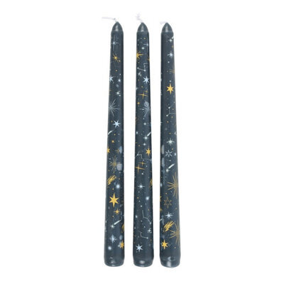 Something Different Starry Night Taper Candle (Pack Of 3) Dark Blue (One Size) - image 1
