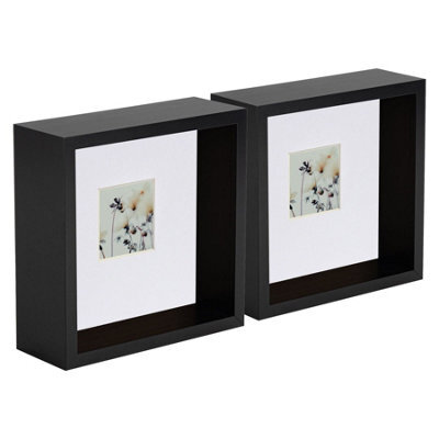 "Nicola Spring 6 X 6"" Deep Photo Frames - Black/white Mount - 3D Deep Box Picture Frame Display Case (2 X 2"" Mount) X5" - image 1