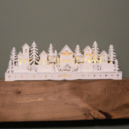 Samuel Alexander 15Cm Battery Operated Light Up Wooden House Scene With 15 Warm White Leds - thumbnail 1