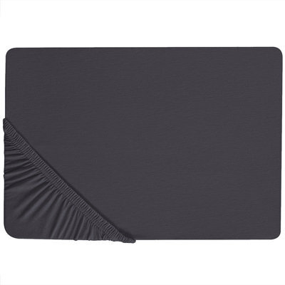 Beliani Fitted Sheet Hofuf 180 X 200 Cm Cotton Black - image 1