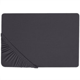 Beliani Fitted Sheet Hofuf 180 X 200 Cm Cotton Black - thumbnail 1