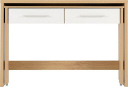 Seconique Seville 2 Drawer Slider Desk In White Gloss Light Oak Effect Veneer - thumbnail 5