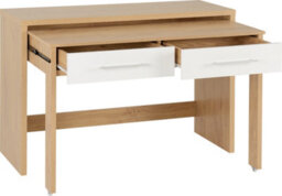 Seconique Seville 2 Drawer Slider Desk In White Gloss Light Oak Effect Veneer - thumbnail 4