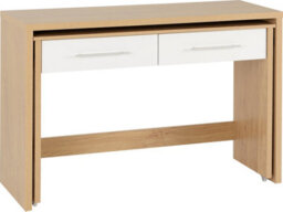 Seconique Seville 2 Drawer Slider Desk In White Gloss Light Oak Effect Veneer - thumbnail 2