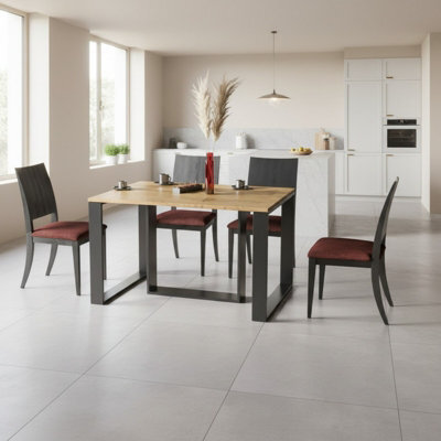 Borys Extendable Dining Table 130 And 210X80 Cm Modern Laminated Table With Black Legs Wotan Oak - image 1