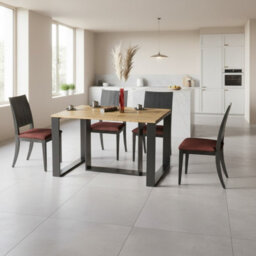 Borys Extendable Dining Table 130 And 210X80 Cm Modern Laminated Table With Black Legs Wotan Oak