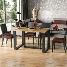 Borys Extendable Dining Table 130 And 210X80 Cm Modern Laminated Table With Black Legs Wotan Oak - thumbnail 2