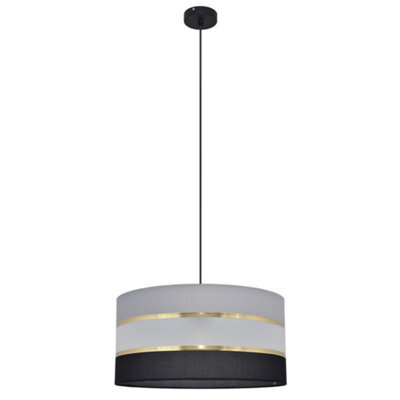 Luminosa Lighting Luminosa Helen Cylindrical Pendant Ceiling Light Black, Gold, Grey 40Cm