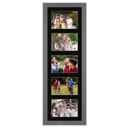 AK Frames 26X8 Dark Grey Modern Multi Photo Frame With Black Mount - Holds 5 Apertures (5X) 6X4 Photos - thumbnail 1