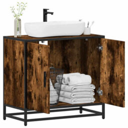 Walplus Bathroom Sink Cabinet Smoked Oak 65X33X60 Cm Engineered Wood - thumbnail 1