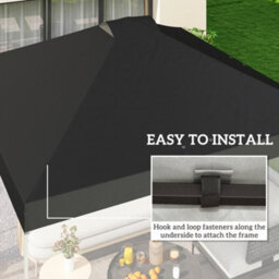 Outsunny Gazebo Roof Replacement Uv50+ Waterproof 3X3(M) Black - thumbnail 6