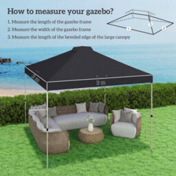 Outsunny Gazebo Roof Replacement Uv50+ Waterproof 3X3(M) Black - thumbnail 3