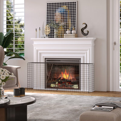 Homcom Fireguard Fire Safe Guard Extending Fireplace Wire Mesh Screen Cover - image 1