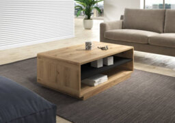 Arte Sleek Aston 99 Coffee Table 120Cm - Black Matt & Oak Torus: Stylish Centerpiece For Modern Living Spaces - thumbnail 2