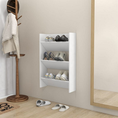 Berkfield Wall Shoe Cabinet White 60X18X90 Cm Engineered Wood - image 1