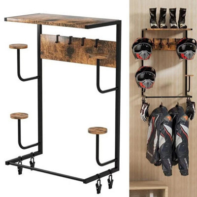 Wall Mount Motorcycle Helmet Rack With 4 Glove Hooks - image 1