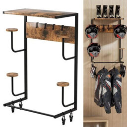 Wall Mount Motorcycle Helmet Rack With 4 Glove Hooks - thumbnail 1