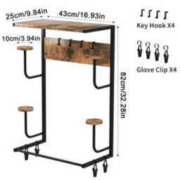 Wall Mount Motorcycle Helmet Rack With 4 Glove Hooks - thumbnail 2