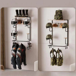 Wall Mount Motorcycle Helmet Rack With 4 Glove Hooks - thumbnail 3
