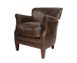 Professor Armchair Vintage Distressed Brown Real Leather - thumbnail 3