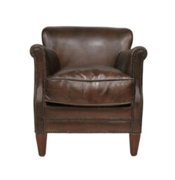 Professor Armchair Vintage Distressed Brown Real Leather - thumbnail 2