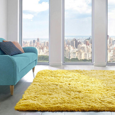 Home Republic Alaska Sponged Shaggy Rug - Ochre