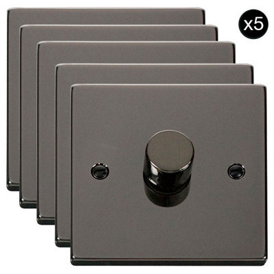 5 Pack - Black Nickel 1 Gang 2 Way Led 100W Trailing Edge Dimmer Light Switch - Se Home - image 1