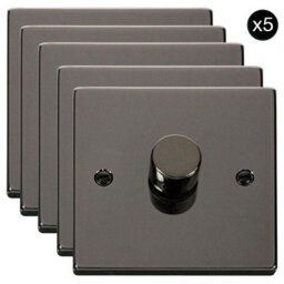 5 Pack - Black Nickel 1 Gang 2 Way Led 100W Trailing Edge Dimmer Light Switch - Se Home - thumbnail 1