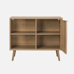 Sweeek - 80Cm Wood And Rounded Cane Rattan Sideboard Natural 80X39X65.8 Cm - Eva - thumbnail 3